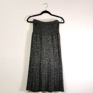 Gray Knit Accordian Pleated Dropped Thick Elastic Waist